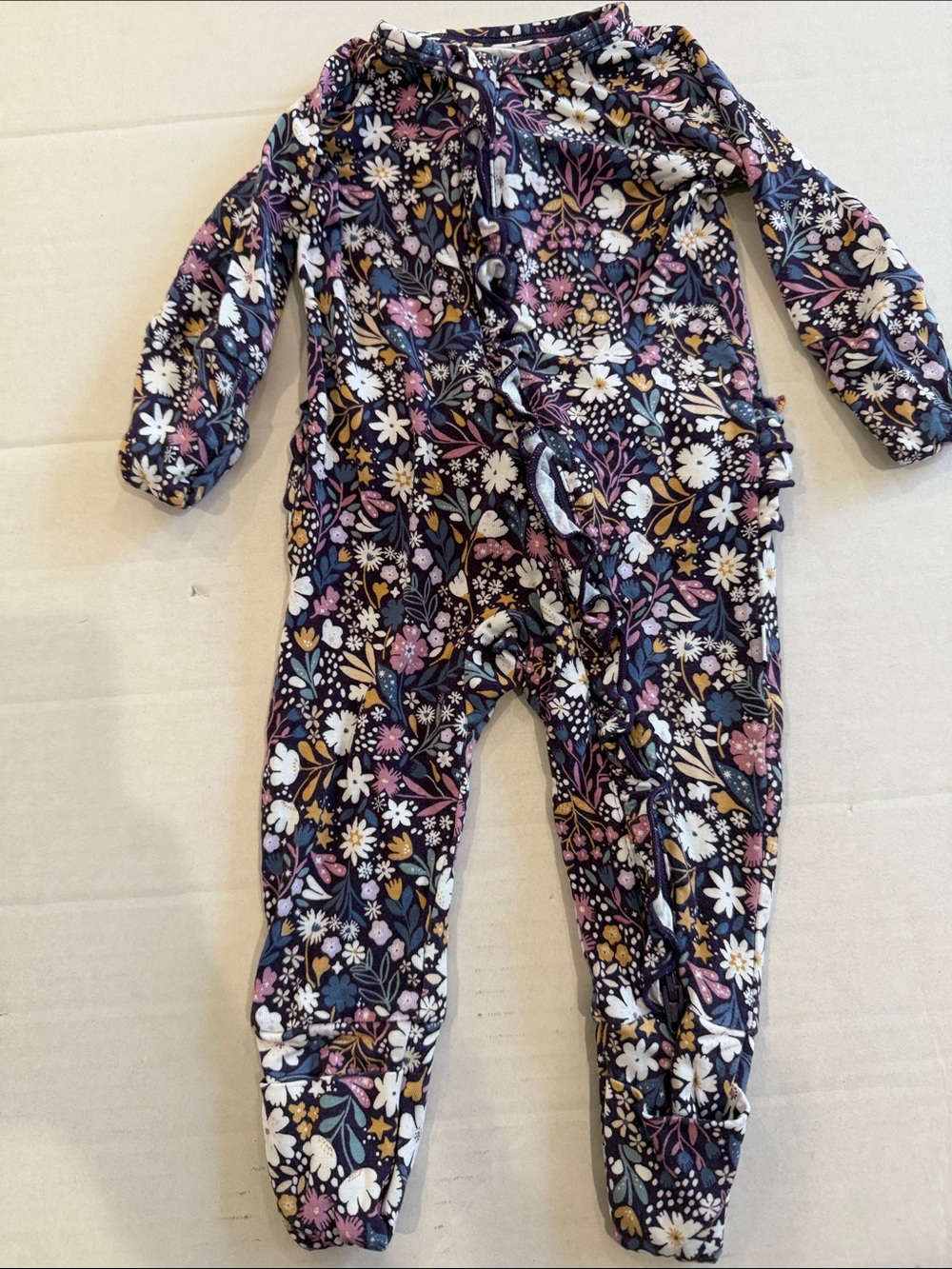 Littersleepies midnight petals ruffle zippy newborn - Picture 2 of 7